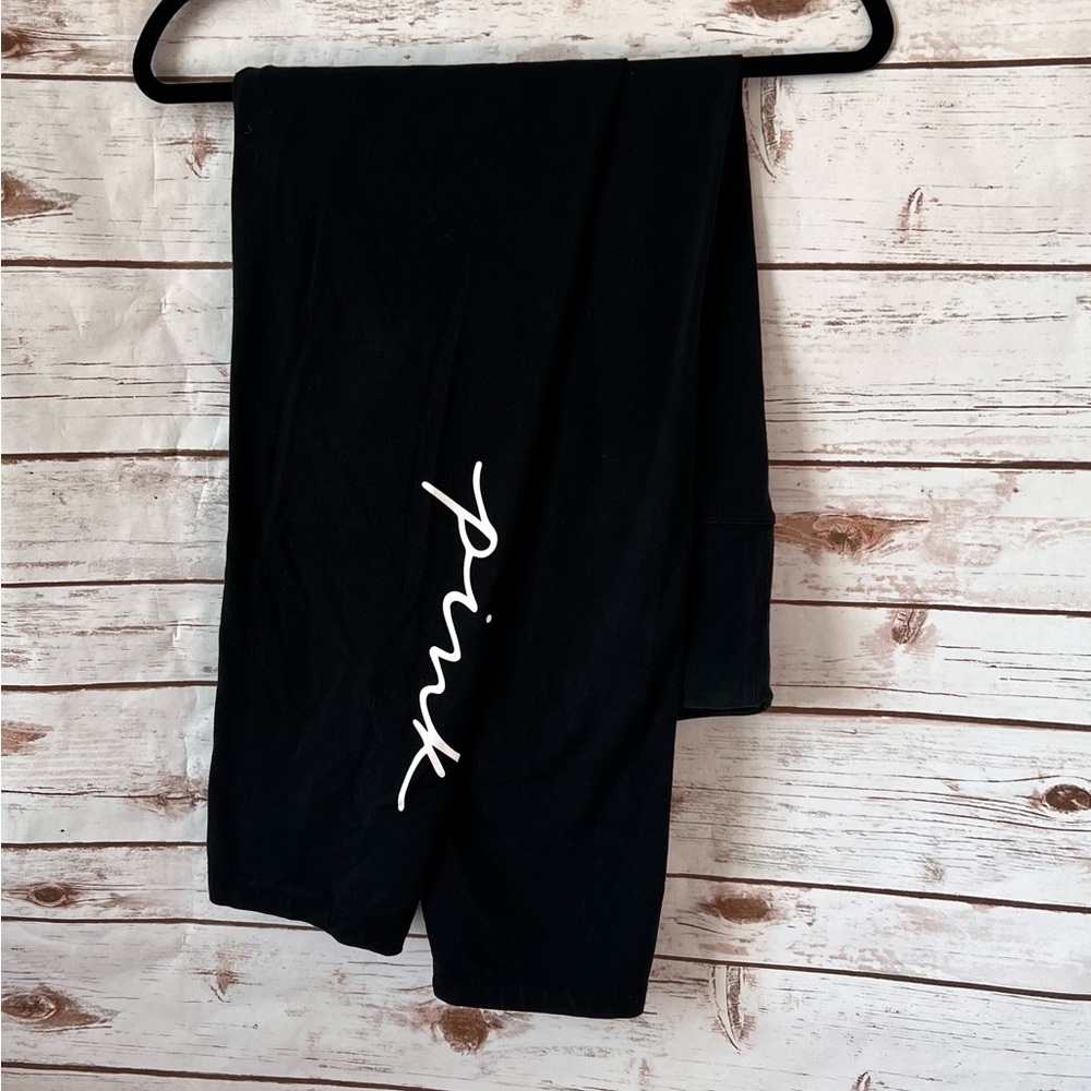Victoria Secret Pink Black Logo Yoga Leggings XXL